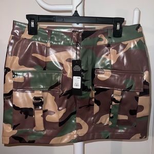 Brand new Fashion Nova faux leather camo skirt